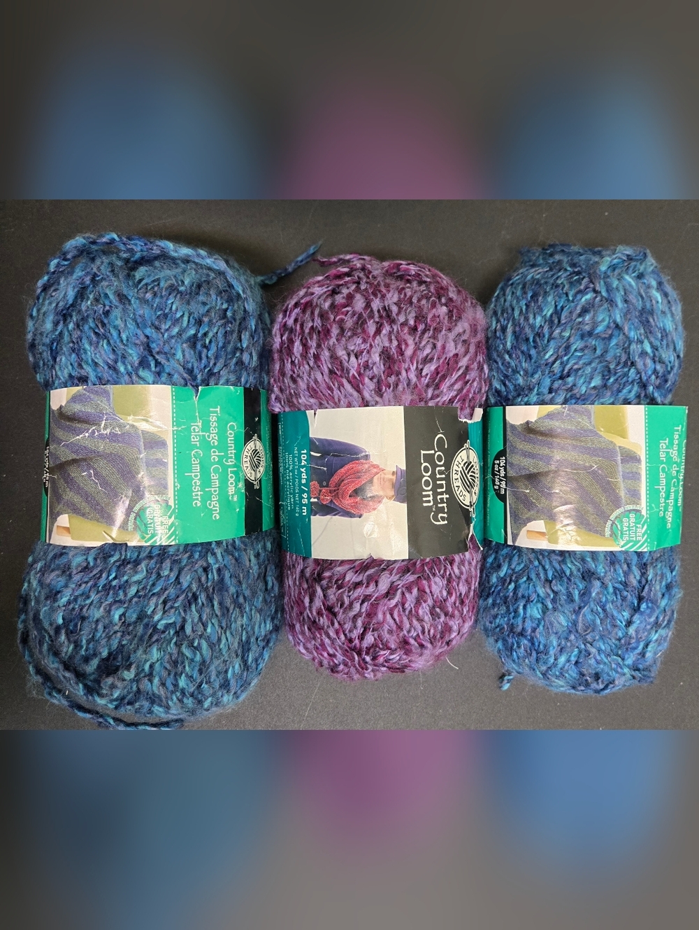 Country Loom Tweed Yarn Bundle - Blue & Purple VINTAGE